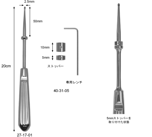 ストッパー付ペディクル鋭匙／ストッパーセット